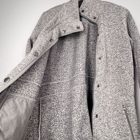 Eddie Bauer Jacket Women medium Gray Flannel Lined Soft shell Hiking Snap Down M - Picture 7 of 9